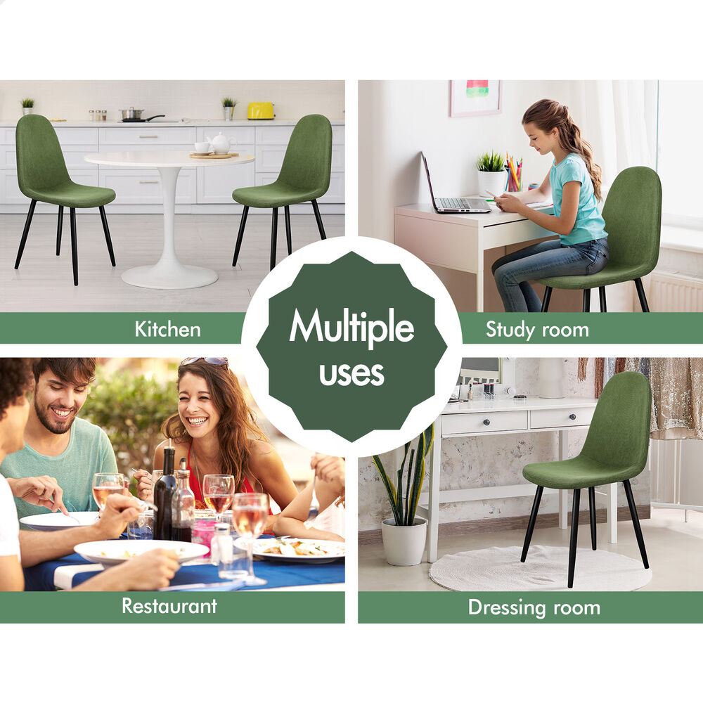 ALFORDSON 4x Dining Chair Kitchen Accent Cafe Lounge Upholstered Corduroy Green