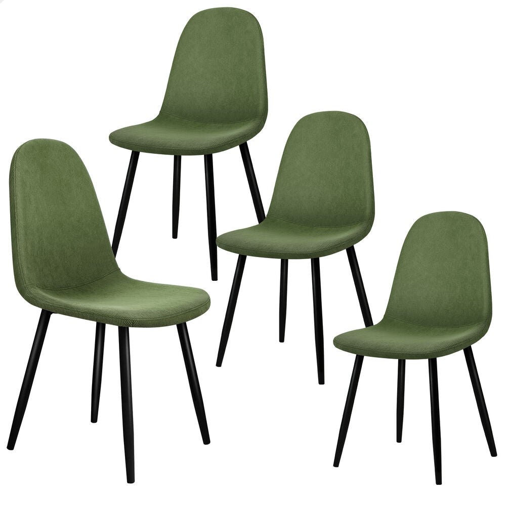 ALFORDSON 4x Dining Chair Kitchen Accent Cafe Lounge Upholstered Corduroy Green