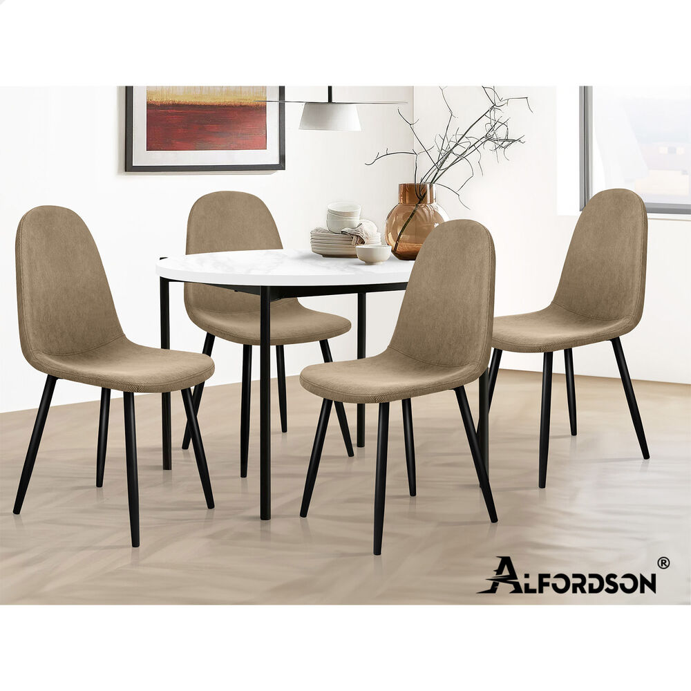ALFORDSON 4x Dining Chair Kitchen Accent Cafe Lounge Upholstered Corduroy Khaki