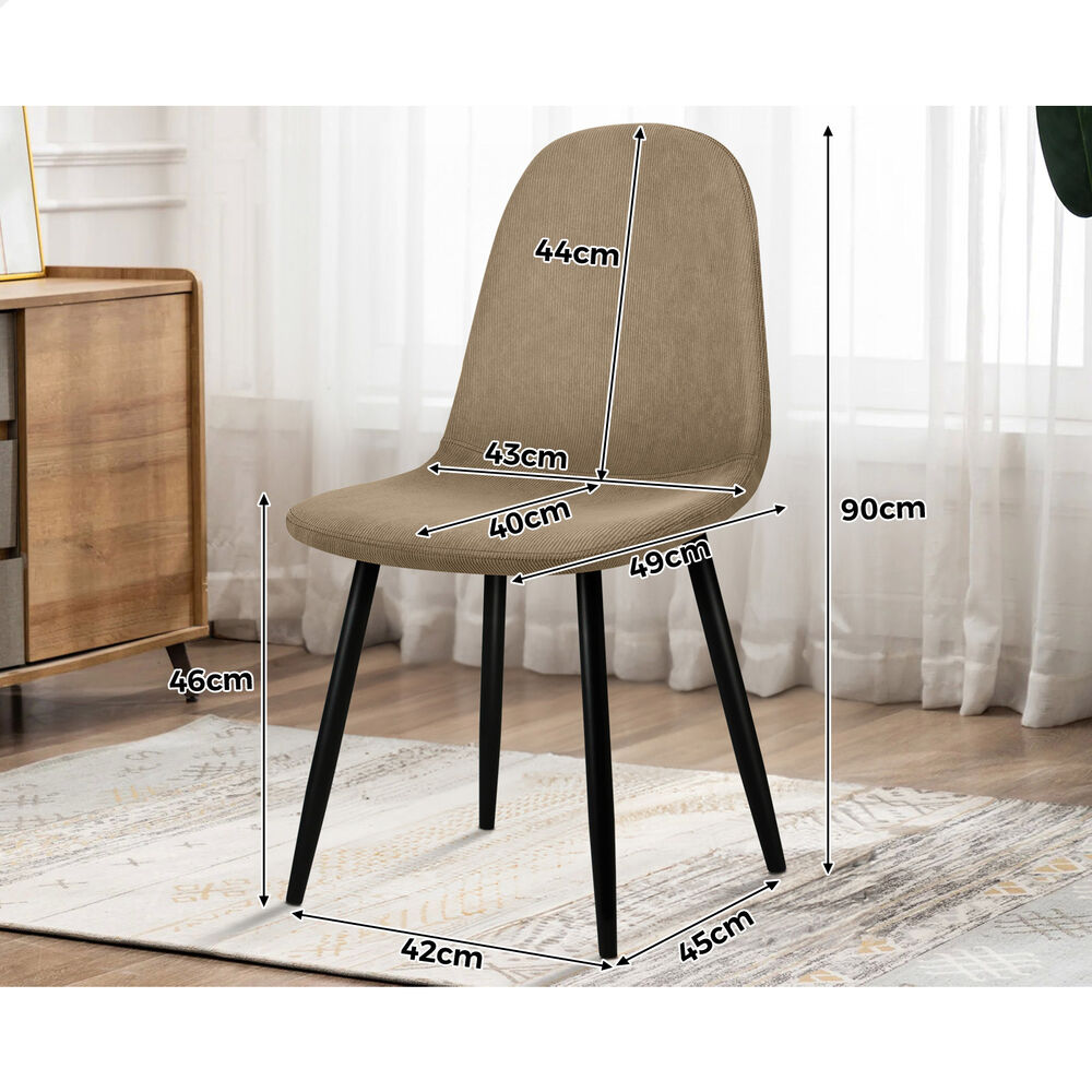 ALFORDSON 4x Dining Chair Kitchen Accent Cafe Lounge Upholstered Corduroy Khaki