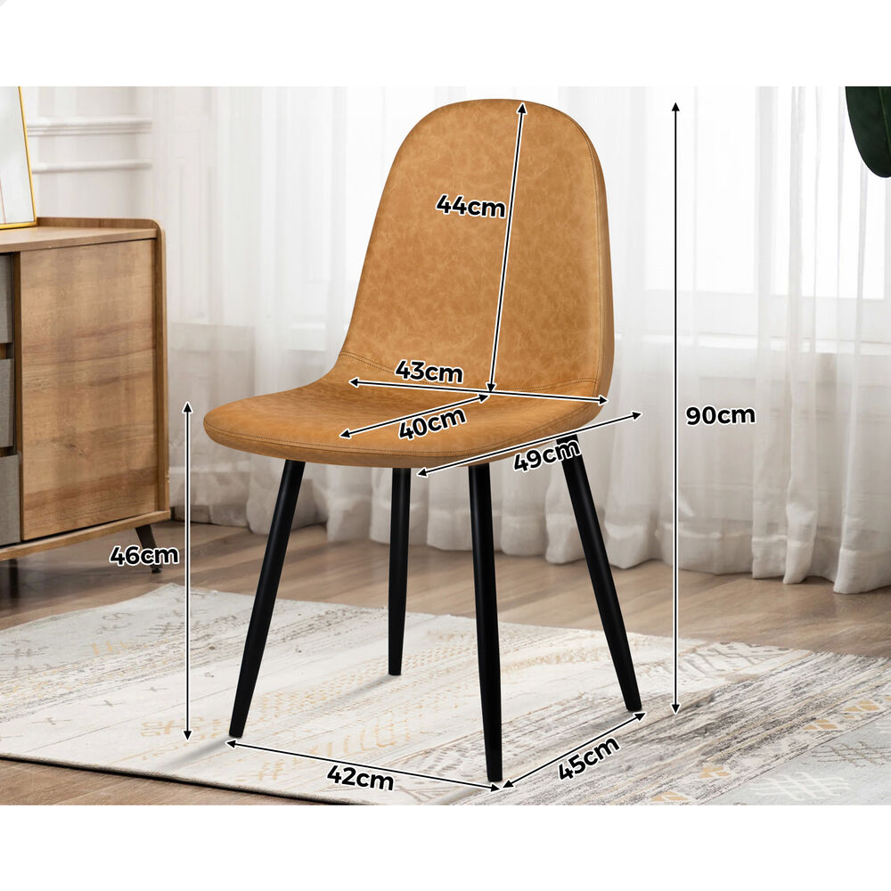 ALFORDSON 4x Dining Chairs Kitchen Lounge Cafe Seat Retro PU Faux Leather Brown