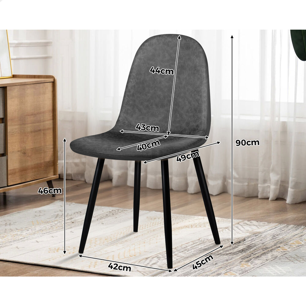 ALFORDSON 4x Dining Chairs Kitchen Lounge Cafe Seat Retro PU Faux Leather Grey