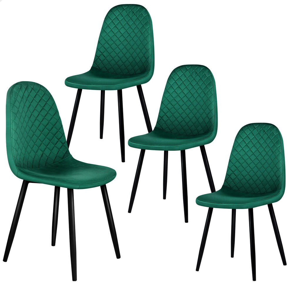 ALFORDSON 4x Dining Chairs Kitchen Lounge Diamond Stitch Retro Velvet Green