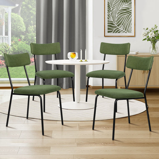 ALFORDSON 4x Dining Chairs Accent Kitchen Lounge Curved Backrest Corduroy Green
