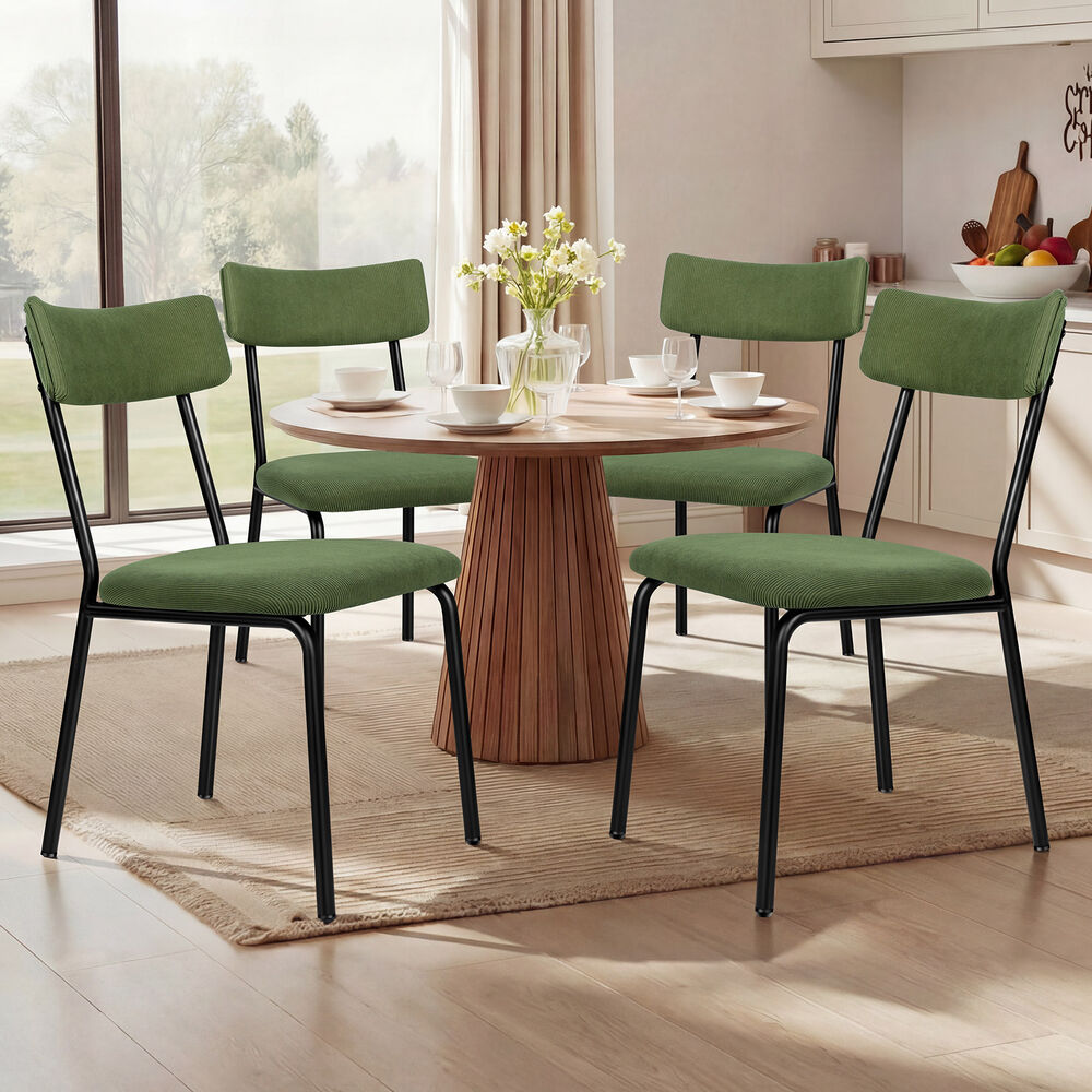 ALFORDSON 4x Dining Chairs Accent Kitchen Lounge Curved Backrest Corduroy Green