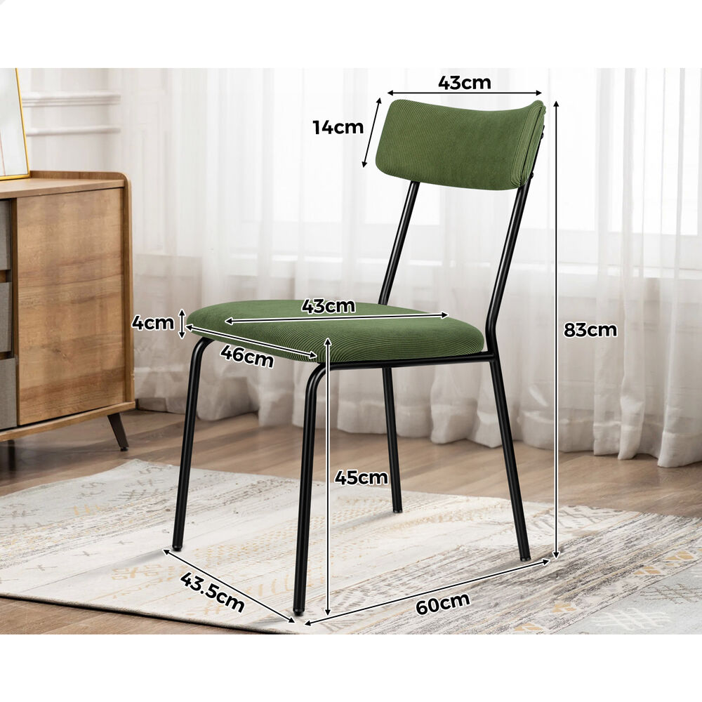 ALFORDSON 4x Dining Chairs Accent Kitchen Lounge Curved Backrest Corduroy Green