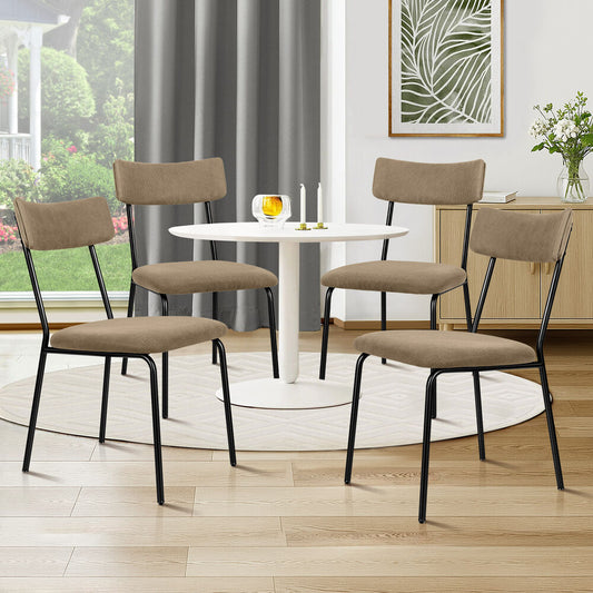 ALFORDSON 4x Dining Chairs Accent Kitchen Lounge Curved Backrest Corduroy Khaki
