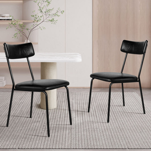 ALFORDSON 2x Dining Chairs Accent Kitchen Lounge Curved Back PU Leather Black