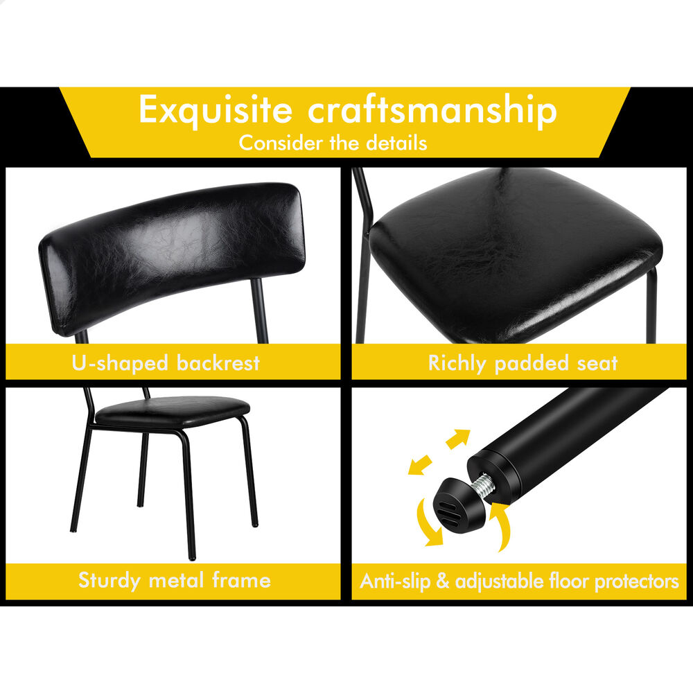 ALFORDSON 2x Dining Chairs Accent Kitchen Lounge Curved Back PU Leather Black