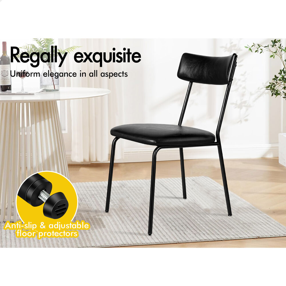 ALFORDSON 2x Dining Chairs Accent Kitchen Lounge Curved Back PU Leather Black