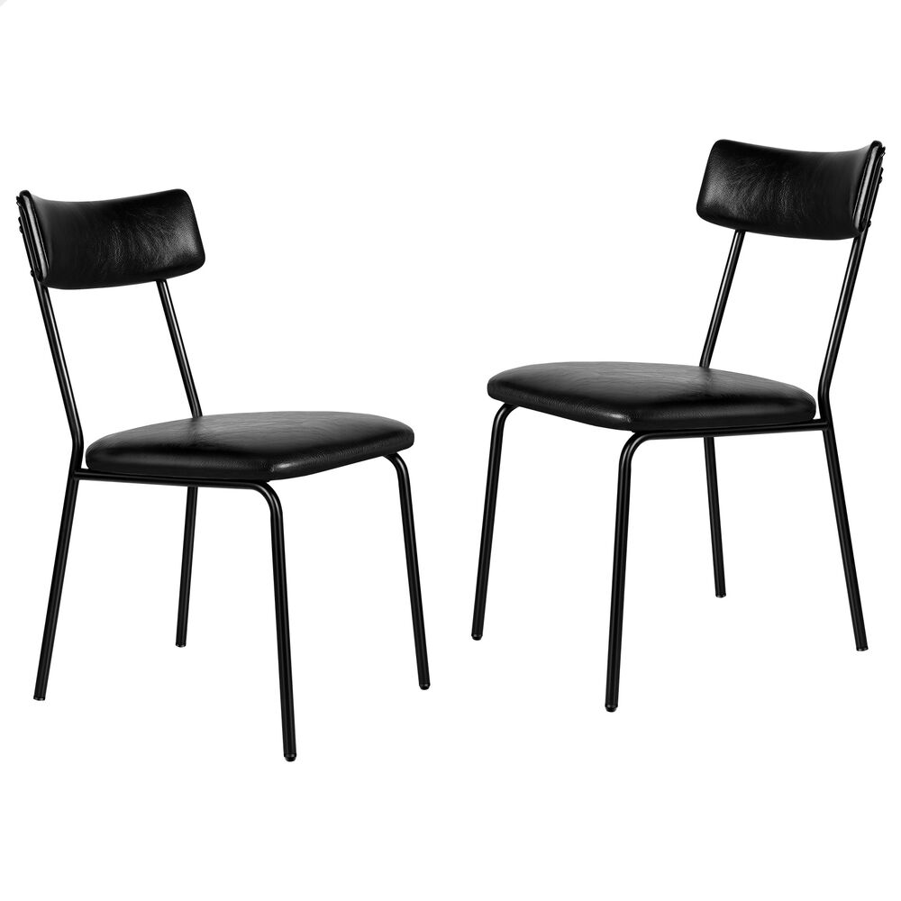 ALFORDSON 2x Dining Chairs Accent Kitchen Lounge Curved Back PU Leather Black