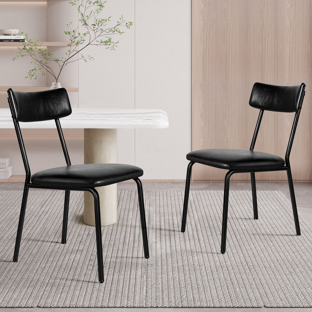 ALFORDSON 2x Dining Chairs Accent Kitchen Lounge Curved Back PU Leather Black