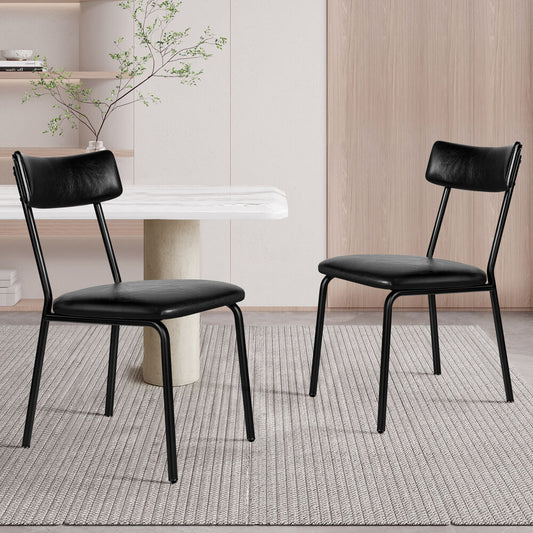 ALFORDSON 2x Dining Chairs Accent Kitchen Lounge Curved Back PU Leather Black