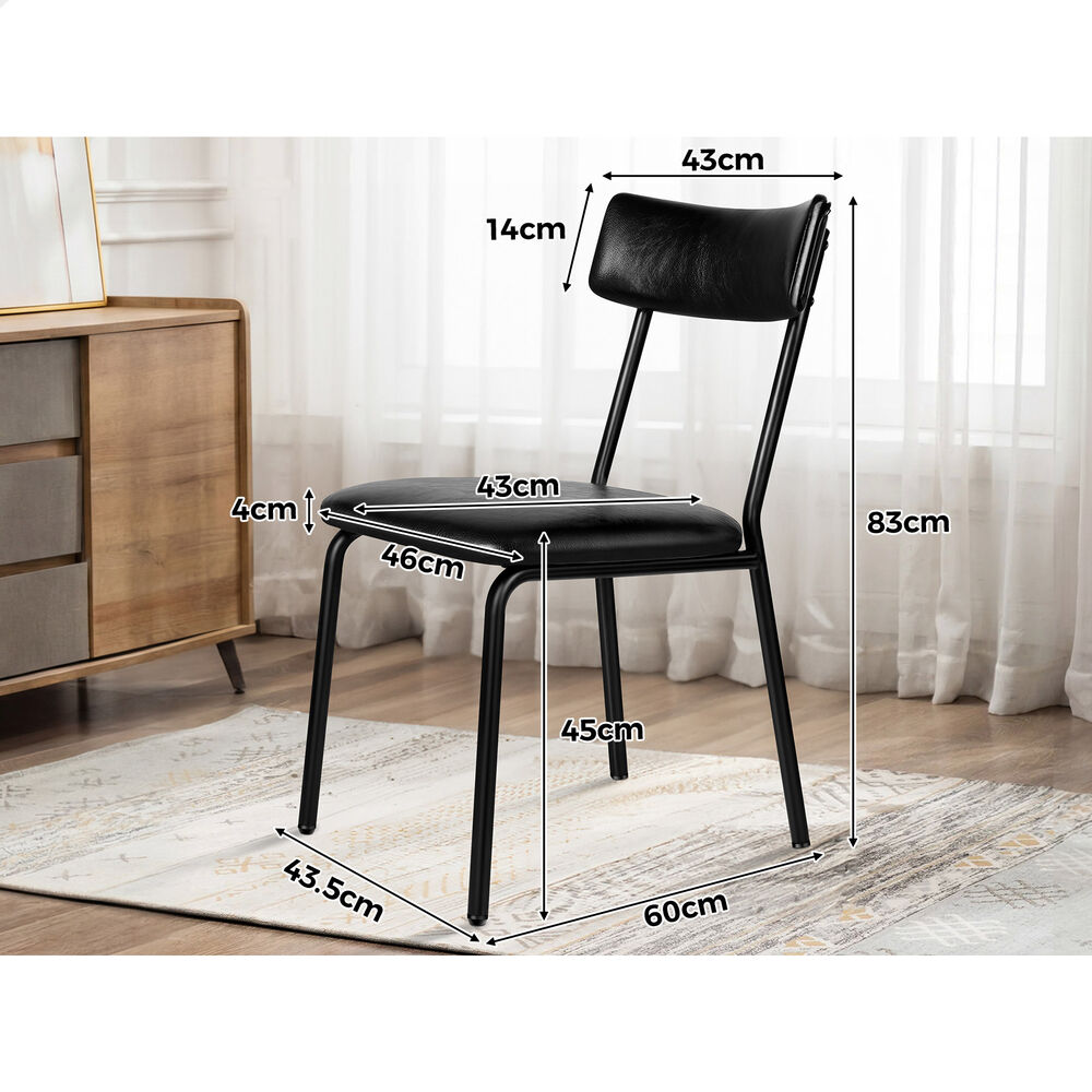 ALFORDSON 2x Dining Chairs Accent Kitchen Lounge Curved Back PU Leather Black