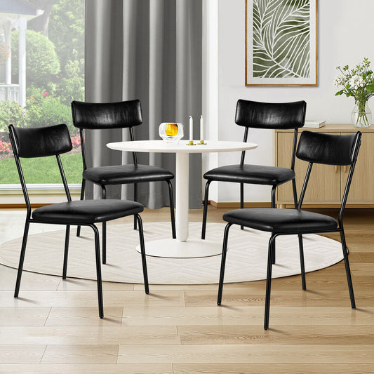 ALFORDSON 4x Dining Chairs Accent Kitchen Lounge Curved Back PU Leather Black