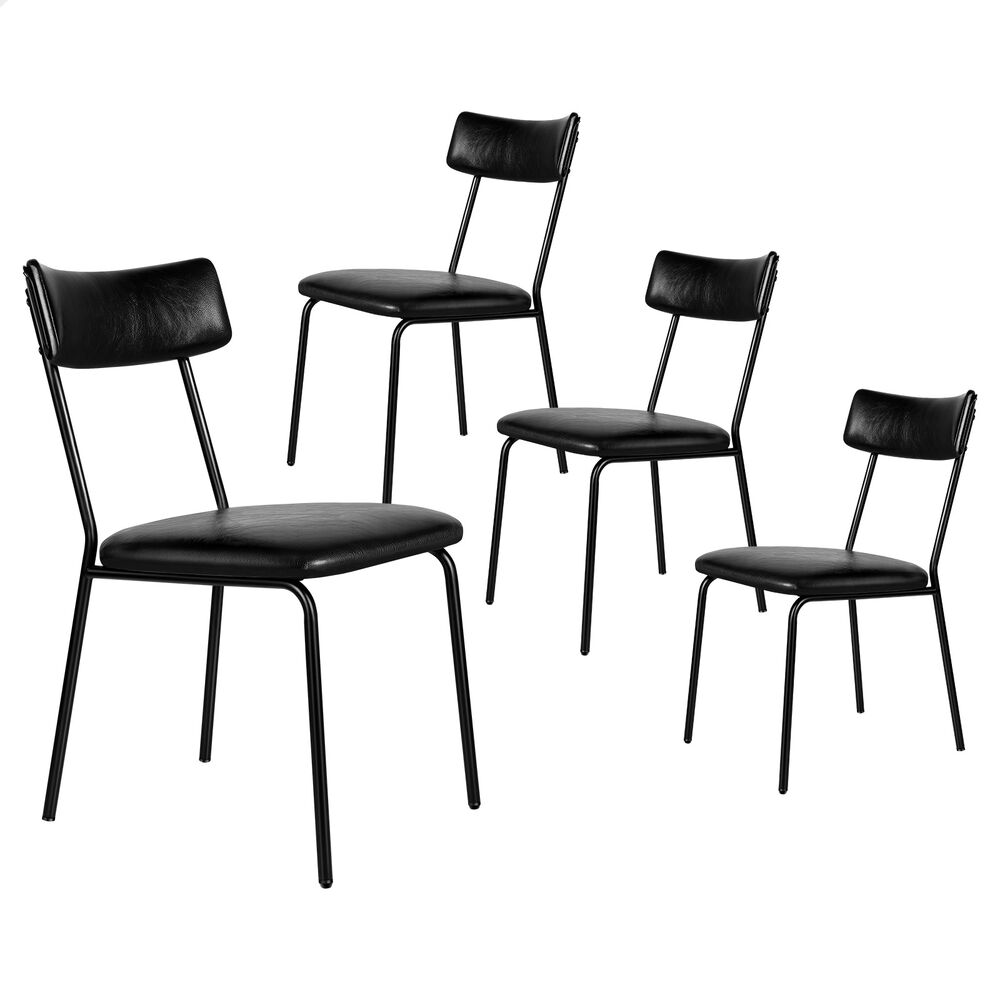 ALFORDSON 4x Dining Chairs Accent Kitchen Lounge Curved Back PU Leather Black