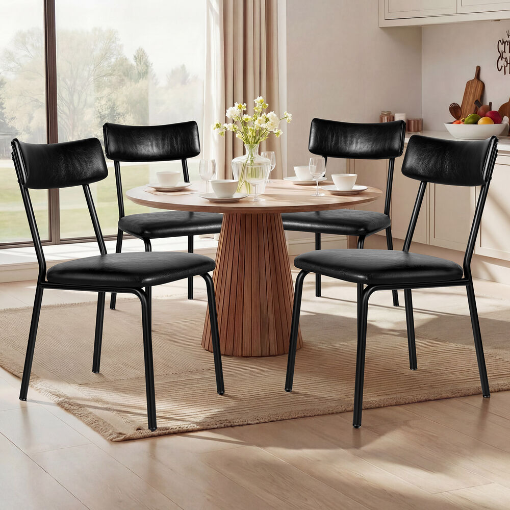 ALFORDSON 4x Dining Chairs Accent Kitchen Lounge Curved Back PU Leather Black