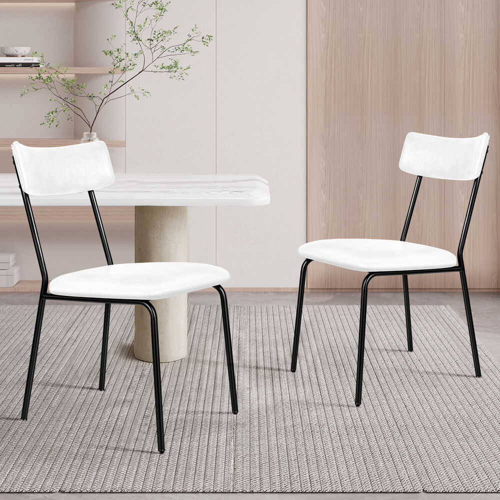 ALFORDSON 2x Dining Chairs Accent Kitchen Lounge Curved Back PU Leather White