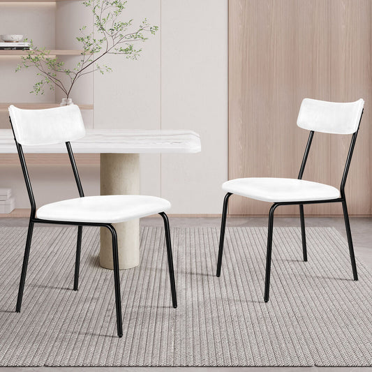 ALFORDSON 2x Dining Chairs Accent Kitchen Lounge Curved Back PU Leather White