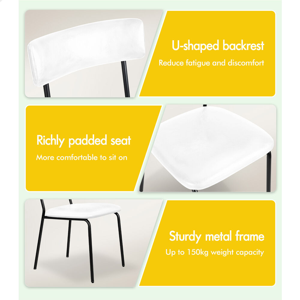 ALFORDSON 2x Dining Chairs Accent Kitchen Lounge Curved Back PU Leather White