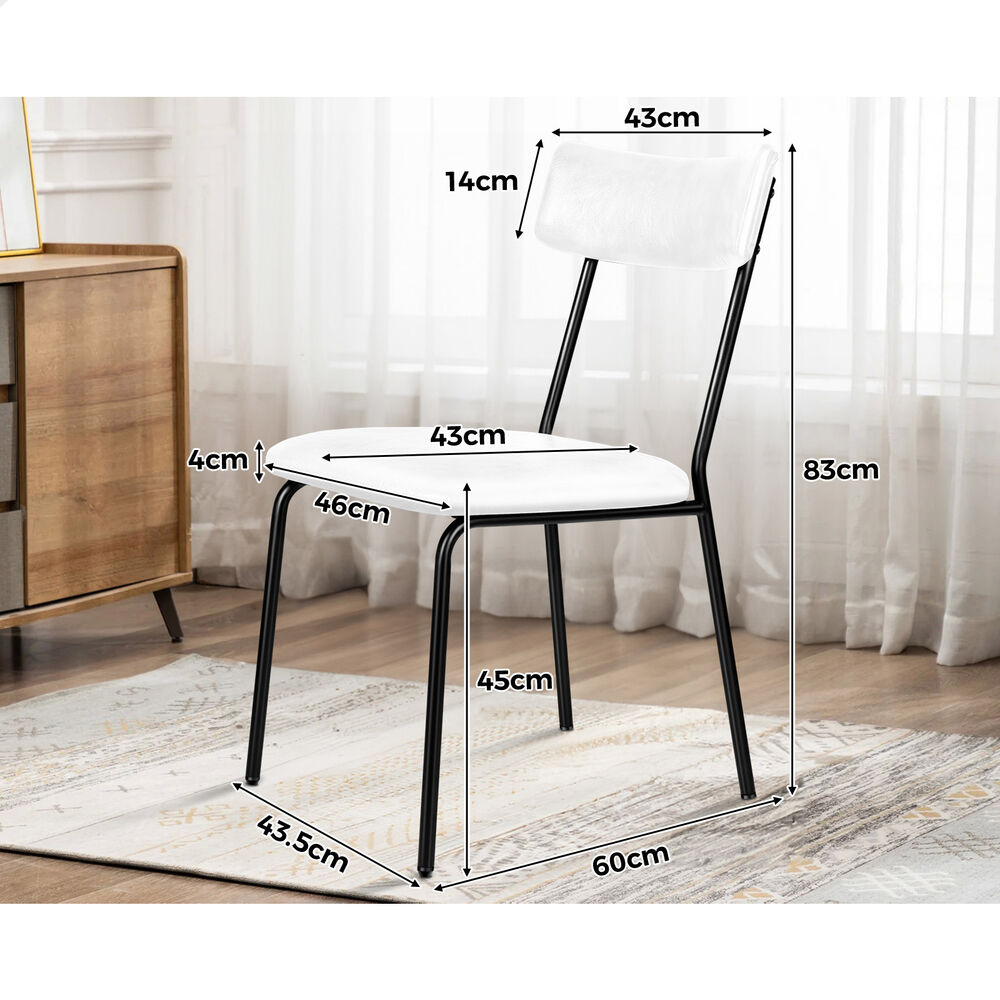 ALFORDSON 2x Dining Chairs Accent Kitchen Lounge Curved Back PU Leather White