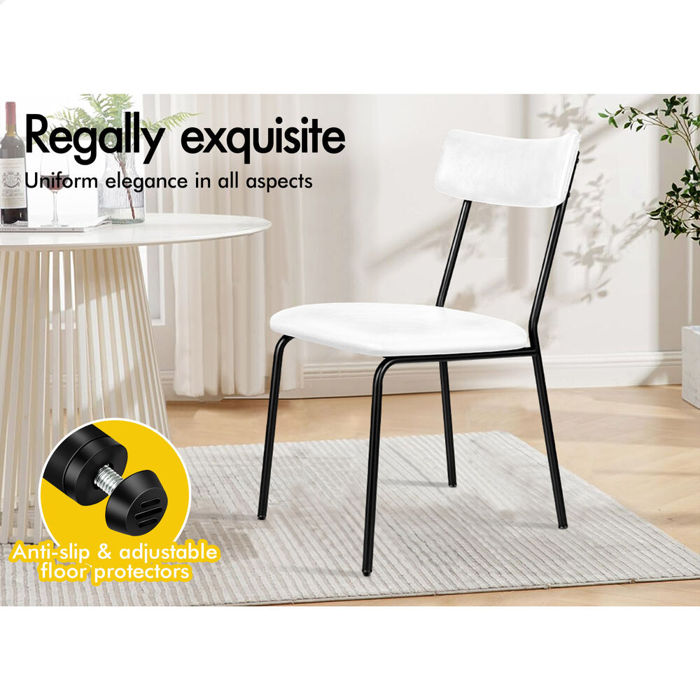 ALFORDSON 2x Dining Chairs Accent Kitchen Lounge Curved Back PU Leather White