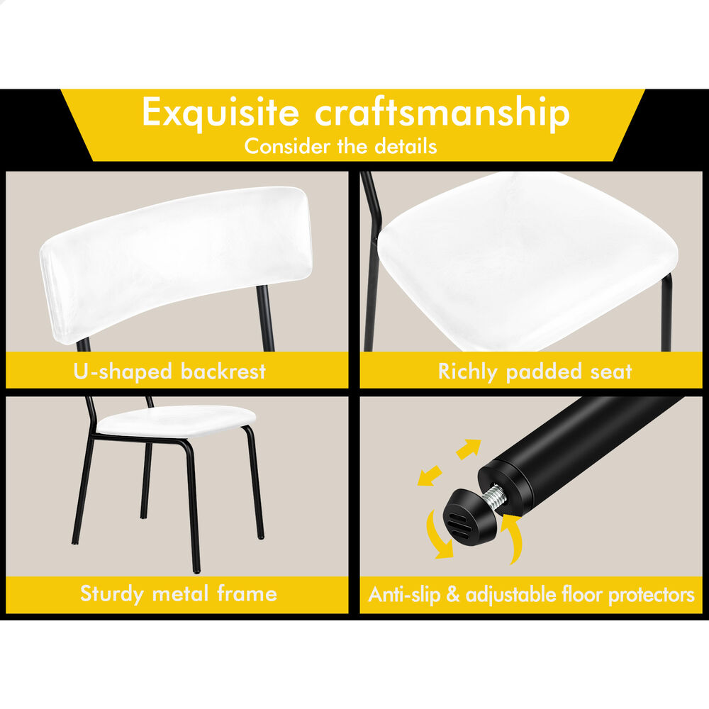 ALFORDSON 2x Dining Chairs Accent Kitchen Lounge Curved Back PU Leather White