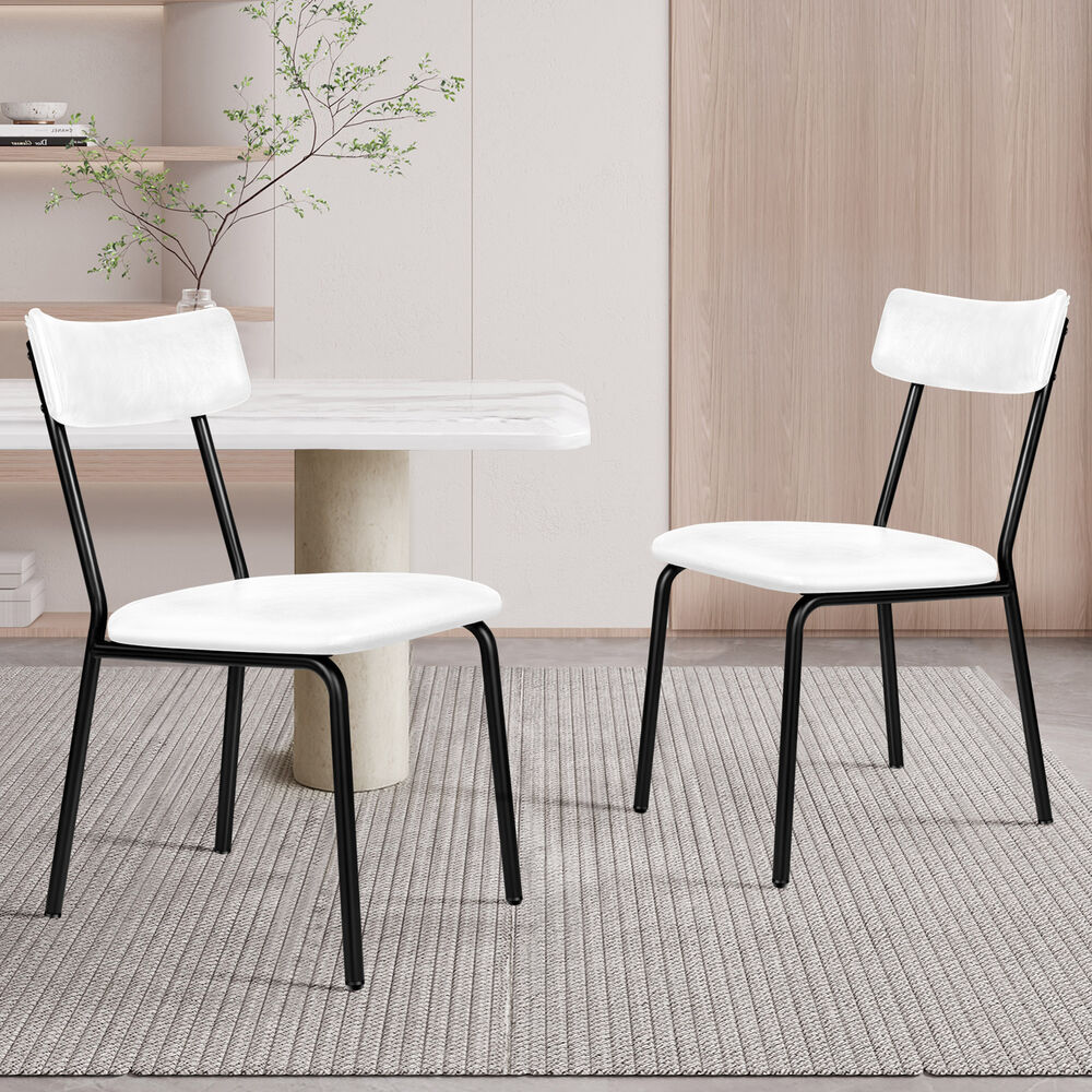 ALFORDSON 2x Dining Chairs Accent Kitchen Lounge Curved Back PU Leather White