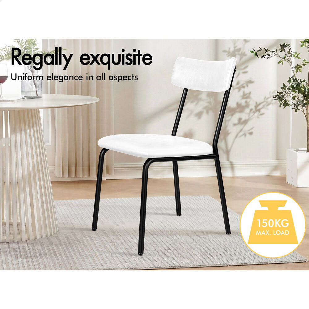 ALFORDSON 2x Dining Chairs Accent Kitchen Lounge Curved Back PU Leather White