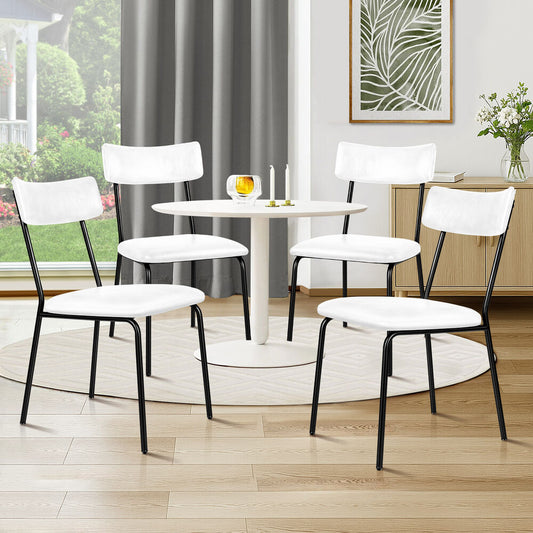 ALFORDSON 4x Dining Chairs Accent Kitchen Lounge Curved Back PU Leather White