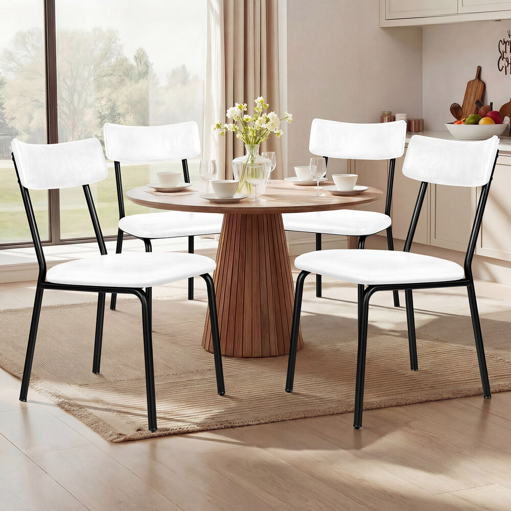 ALFORDSON 4x Dining Chairs Accent Kitchen Lounge Curved Back PU Leather White