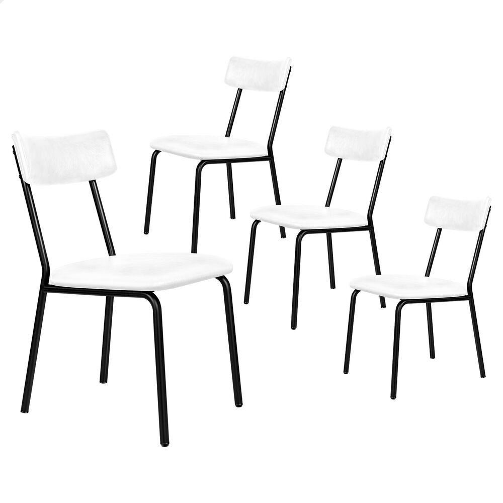 ALFORDSON 4x Dining Chairs Accent Kitchen Lounge Curved Back PU Leather White