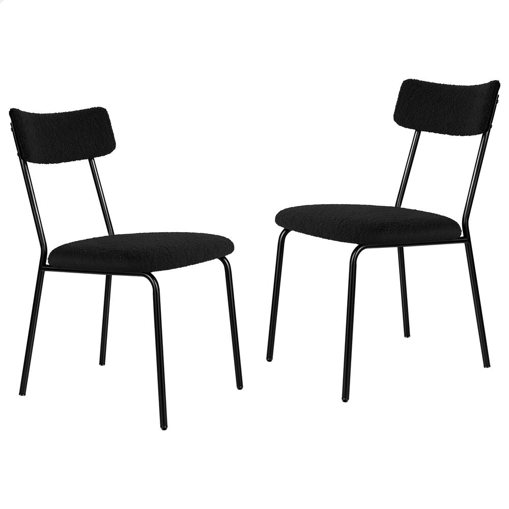 ALFORDSON 2x Dining Chairs Accent Kitchen Lounge Rectangular Back Sherpa Black