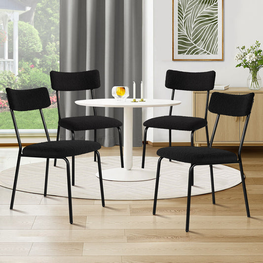 ALFORDSON 4x Dining Chairs Accent Kitchen Lounge Rectangular Back Sherpa Black