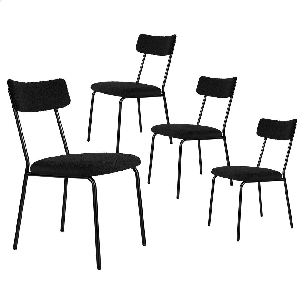ALFORDSON 4x Dining Chairs Accent Kitchen Lounge Rectangular Back Sherpa Black
