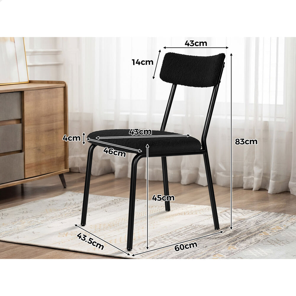 ALFORDSON 4x Dining Chairs Accent Kitchen Lounge Rectangular Back Sherpa Black