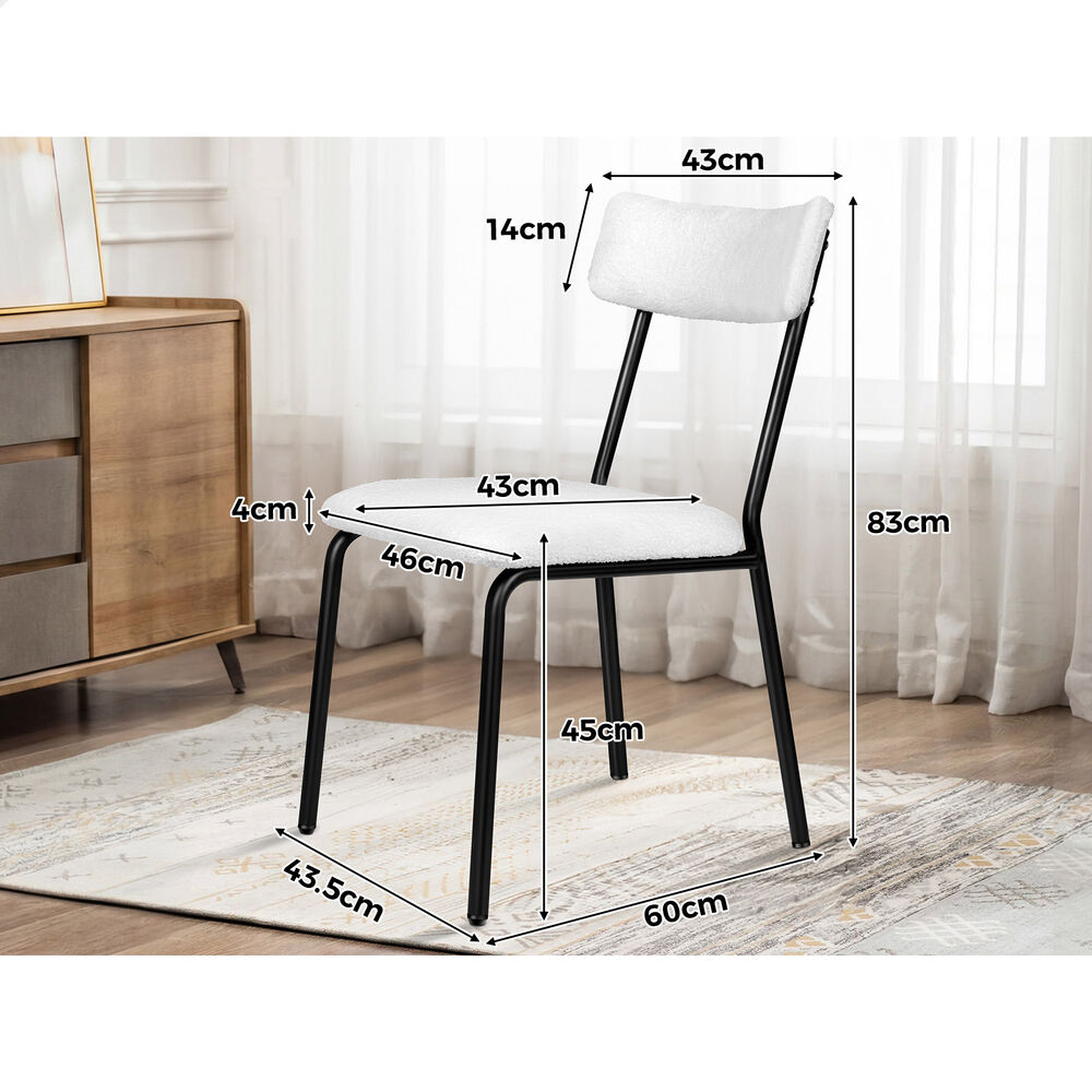 ALFORDSON 2x Dining Chairs Accent Kitchen Lounge Rectangular Back Sherpa White