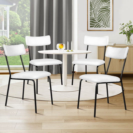 ALFORDSON 4x Dining Chairs Accent Kitchen Lounge Rectangular Back Sherpa White