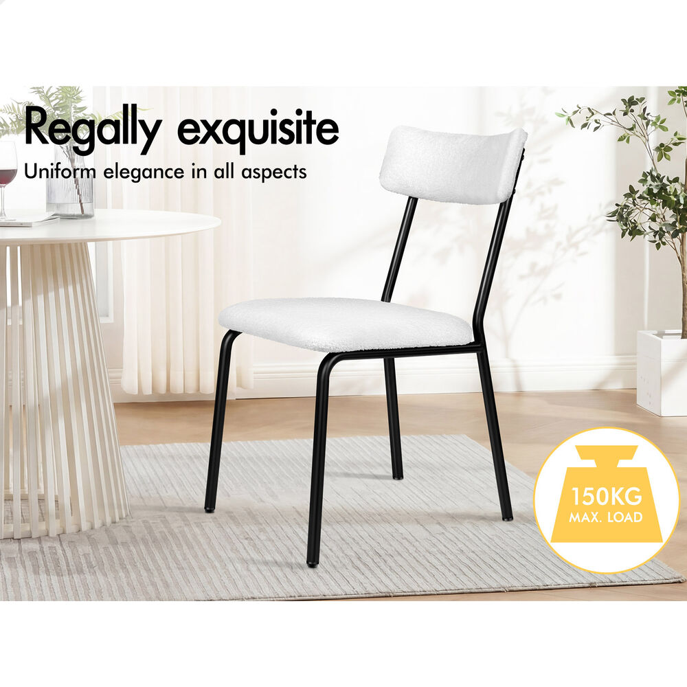 ALFORDSON 4x Dining Chairs Accent Kitchen Lounge Rectangular Back Sherpa White