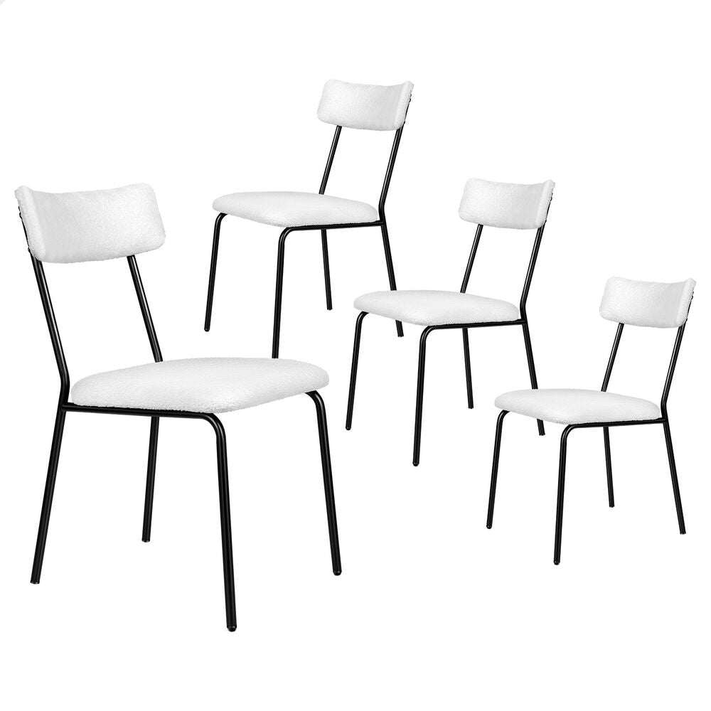ALFORDSON 4x Dining Chairs Accent Kitchen Lounge Rectangular Back Sherpa White
