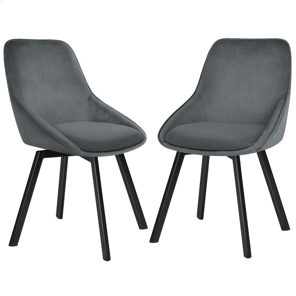 ALFORDSON 2x Dining Chairs Swivel Velvet Grey