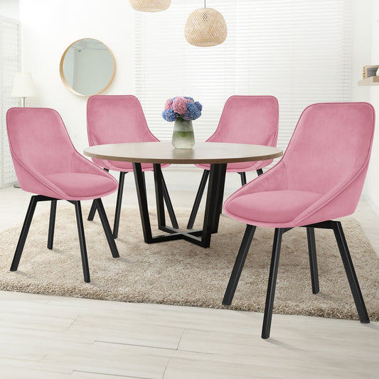 ALFORDSON 4x Dining Chairs Accent Kitchen Swivel Lounge Padded Seat Velvet Pink