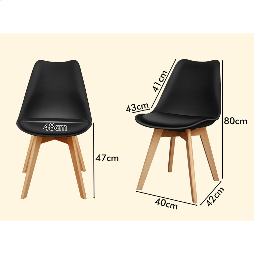 ALFORDSON 4x Dining Chairs Retro PU Leather Wooden Black