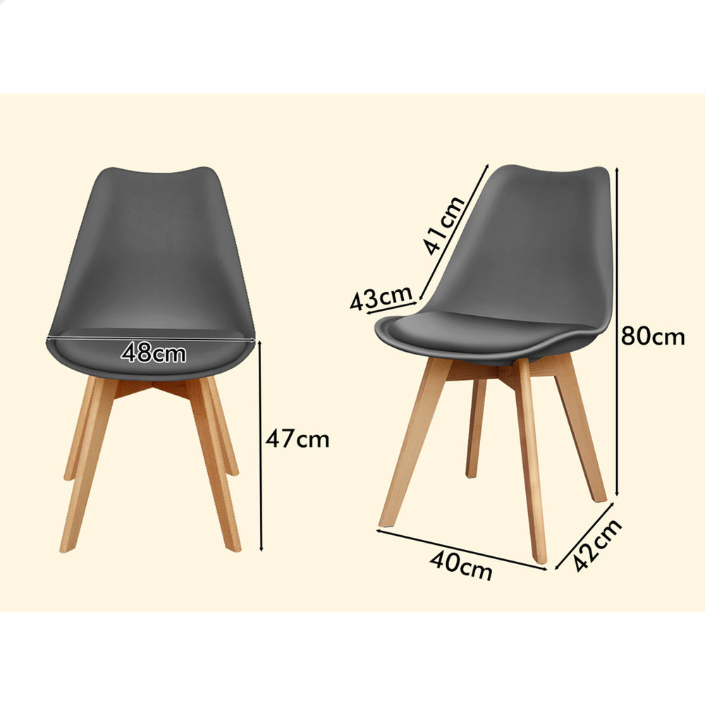 ALFORDSON 4x Dining Chairs Retro PU Leather Wooden Grey