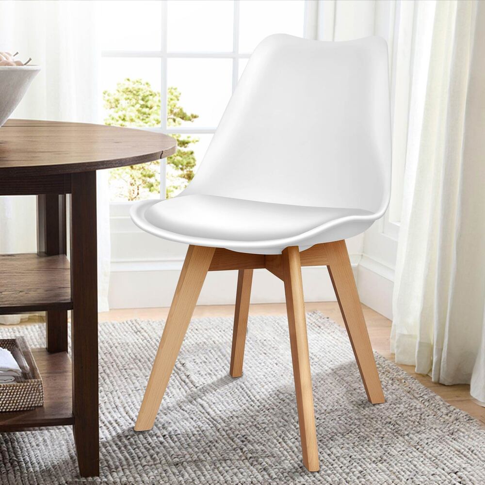 ALFORDSON 4x Dining Chairs Retro PU Leather Wooden White