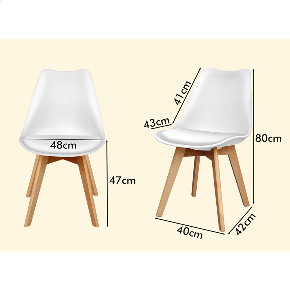 ALFORDSON 4x Dining Chairs Retro PU Leather Wooden White