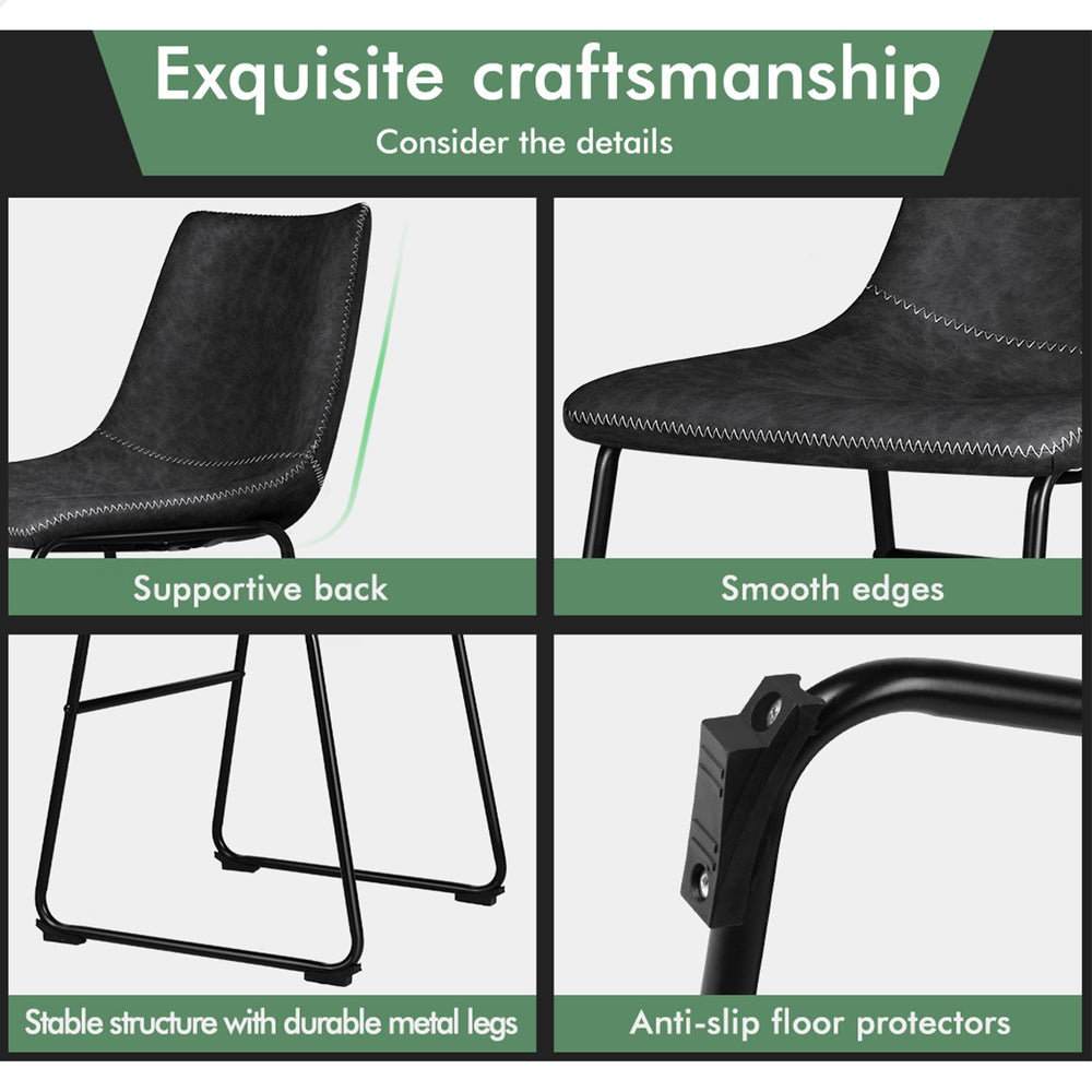 ALFORDSON 2x Dining Chairs PU Leather Black