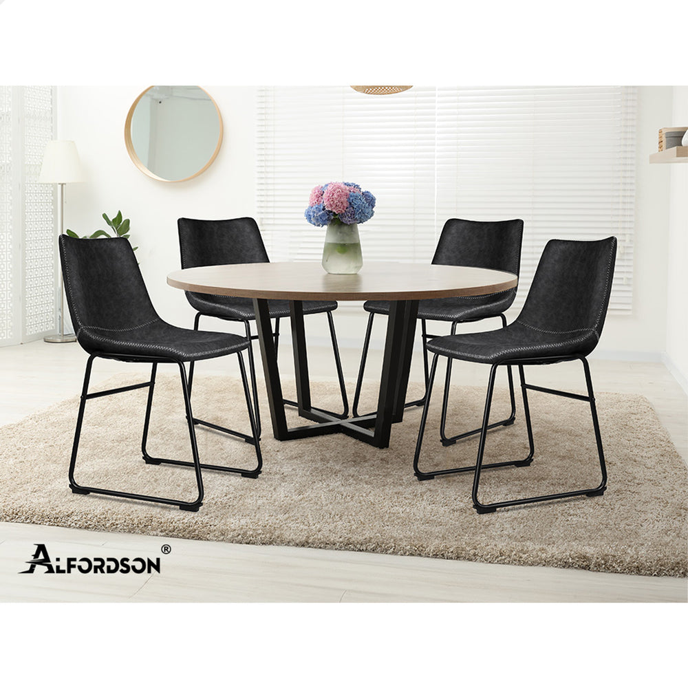ALFORDSON 2x Dining Chairs PU Leather Black