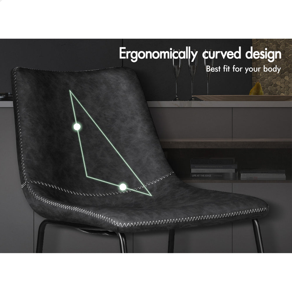 ALFORDSON 2x Dining Chairs PU Leather Black