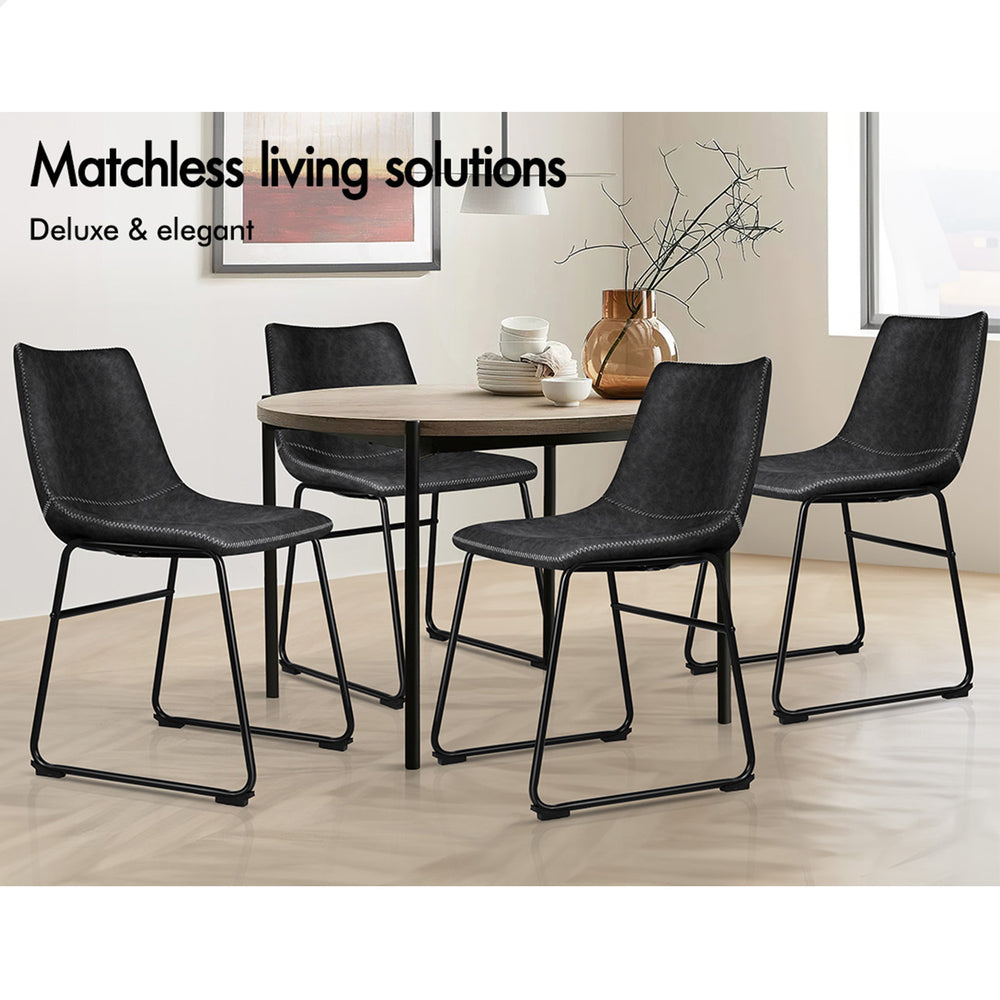 ALFORDSON 2x Dining Chairs PU Leather Black